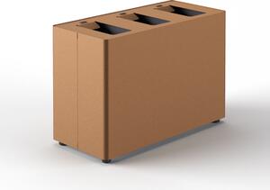 Pattumiera a 3 Scomparti Totale 72 L 71,5x33x49 cm con Contenitori Interni in Acciaio Verniciato Corten