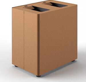 Pattumiera a 2 Scomparti Totale 48 L 48,5x33x49 cm con Contenitori Interni in Acciaio Verniciato Corten