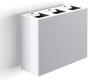Pattumiera a Muro a 3 Scomparti Totale 60 L 76x28x56 cm con Contenitori Interni in Acciaio Verniciato Bianco