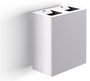 Pattumiera a Muro a 2 Scomparti Totale 40 L 51x28x56 cm con Contenitori Interni in Acciaio Verniciato Bianco