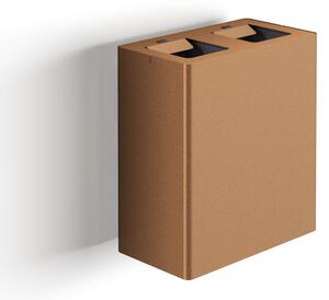 Pattumiera a Muro a 2 Scomparti Totale 40 L 51x28x56 cm con Contenitori Interni in Acciaio Verniciato Corten