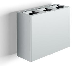 Pattumiera a Muro a 3 Scomparti Totale 60 L 76x28x56 cm con Contenitori Interni in Acciaio Verniciato Grigio