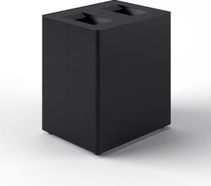 Pattumiera a 2 Scomparti Totale 90 L 56x44x 63 cm con Contenitori Interni in Acciaio Verniciato Nero