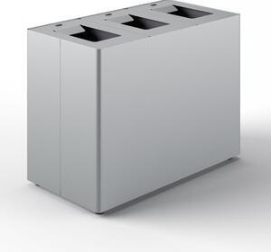 Pattumiera a 3 Scomparti Totale 135 L 84x44x63 cm con Contenitori Interni in Acciaio Verniciato Grigio