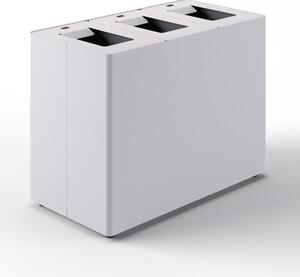 Pattumiera a 3 Scomparti Totale 135 L 84x44x63 cm con Contenitori Interni in Acciaio Verniciato Bianco
