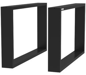 Set 2 Gambe per Tavolino Rettangolari Stile Industriale 70x8x41 cm Capacità 60 kg in Acciaio Nero
