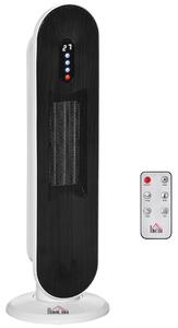 Stufa Elettrica Oscillante 21x21x63.5 cm con Telecomando Timer e 2 Modalità in PP PA e Metallo Bianco e Nero