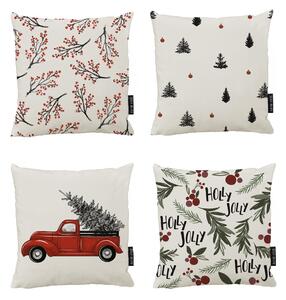 Federe in set da 4 con motivo natalizio 45x45 cm Red And Black Christmas - Butter Kings