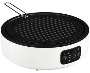 Fornello Elettrico 2000W a Infrarossi Doppia Cottura Piastra Elettrica in Ceramica e Griglia Ø30 cm Bianco