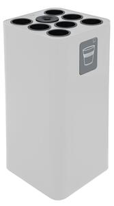 Pattumiera a Bidone da 100 L 38,3x38,3x82,5 cm 7 Scomparti Tubolari e 1 Vaschetta in Acciaio Verniciato Bianco
