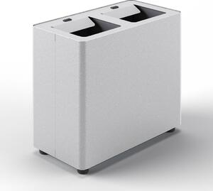 Pattumiera a 2 Scomparti Totale 24 L 48,5x25,5x39 cm con Contenitori Interni in Acciaio Verniciato Bianco