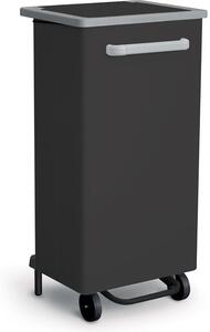 Pattumiera con Ruote e Apertura a Pedale 46,8x37x96 cm in Acciaio Verniciato Nero