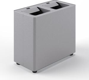 Pattumiera a 2 Scomparti Totale 24 L 48,5x25,5x39 cm con Contenitori Interni in Acciaio Verniciato Grigio