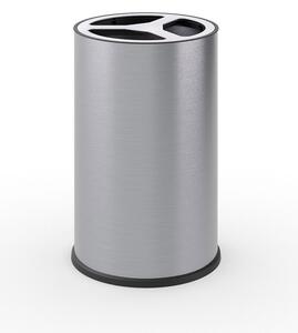 Pattumiera a Bidone Ø 45,5x70,5 cm 3 Scomparto da 33 L in Acciaio Inox Satinato
