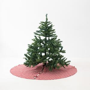 Tappeto rotondo in lino rosso per albero di natale ø 125 cm Red Gingham - Linen Tales