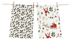 Set di strofinacci in cotone a tema Natale 2 pz 50x70 cm Happy Santa – Butter Kings