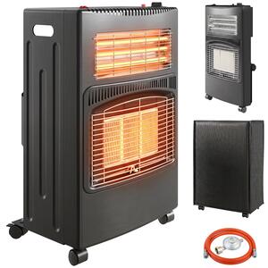 Stufa a Gas ed Elettrica Pieghevole 4,2 kW 42x45x75 cm con Sensore ODS e Protezione Antiribaltamento in Metallo Nero