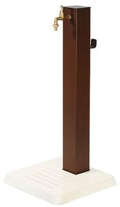 Fontana Decorativa da Esterno con Base in Cemento e Rubinetto in Ottone 45x45x97cm Effetto Corten