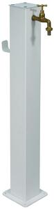 Fontana da Giardino Design a Colonna Quadrata 20x20x97 cm con Rubinetto in Ottone Struttura in Acciaio Bianco