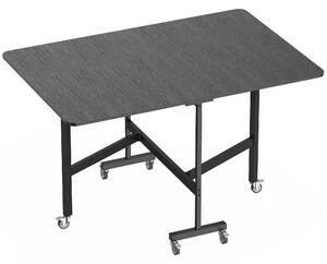 Tavolo Pieghevole per 4-6 Persone 120x80x73 cm con 2 Ribalte e Ruote con Freno Struttura in Acciaio Nero Effetto Legno