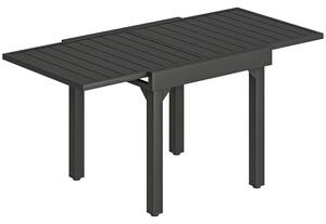 Tavolo da Giardino Allungabile 80-160x80x75 cm con Piano a Doghe in Alluminio e Acciaio Nero
