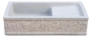 Lavandino con Sgocciolatoio da Esterno 80x40x20 cm in Calcestruzzo Bocciardato Grigio Graniglia