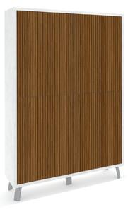 Mobile Soggiorno Madia Alta 4 Ante 108x41x161 cm Ossido Bianco e Rovere Dogato