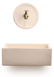 Lavello Rettangolare da Esterno 45x35 cm con Rosone Installazione a Muro in Cemento Madrid Rosa Antico