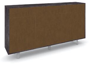 Mobile Soggiorno Madia 3 Ante 3 Cassetti 164x41x92 cm Ossido Nero e Ruggine