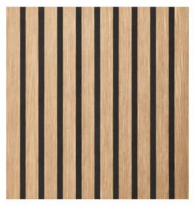 Set 12 Pannelli Decorativi 60x60 cm Motivo a Doghe in MDF e Feltro PET Rivestimento Murale Fonoassorbente Rovere
