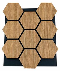 Set 12 Pannelli Decorativi 62x76 cm Motivo Esagonale in MDF e Feltro PET Rivestimento Murale Fonoassorbente Rovere