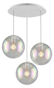Lampadario moderno top light iris 1234 20x3+r40t3 bi e27 led metallo vetro iridescente - Top Light
