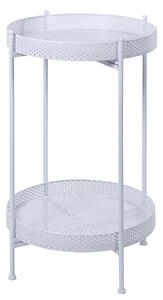 Tavolino Struttura Richiudibile Ø41x72 cm in Ferro Battuto Bianco