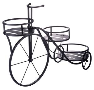 Portavasi 3 Ripiani Design a Bicicletta 78x25x48 cm in Ferro Battuto Nero