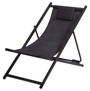 Sdraio Pieghevole Lido con Poggiatesta 94x60x92-81 cm in Poliestere e PVC Antracite