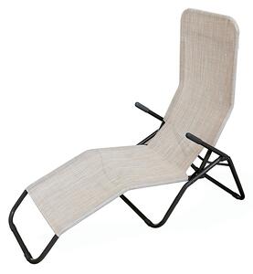 Lettino Sdraio a Dondolo 190x58x97 cm Struttura in Acciaio e Rivestimento in PVC e Poliestere Avorio Mélange