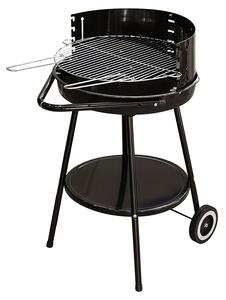 Barbecue a Carbone Carbonella Rotondo Ø51x84,5 cm con Vassoio in Acciaio al Carbonio Nero