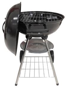 Barbecue a Carbone Carbonella 50x44,5x69 cm con Coperchio e Ruote Struttura in Acciaio Nero