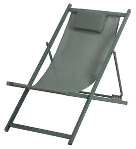 Sdraio Pieghevole Lido con Poggiatesta 94x60x92-81 cm in Poliestere e PVC Verde