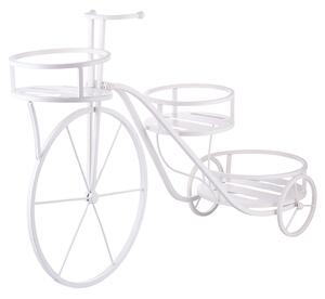 Portavasi 3 Ripiani Design a Bicicletta 78x25x48 cm in Ferro Battuto Bianco