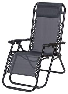 Sedia Sdraio Reclinabile e Richiudibile Rio 65x90x108 cm con Poggiatesta in Poliestere con Struttura in Acciaio Grigio