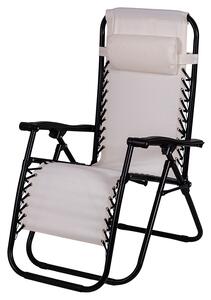 Sedia Sdraio Reclinabile e Richiudibile Rio 65x90x108 cm con Poggiatesta in Poliestere con Struttura in Acciaio Avorio