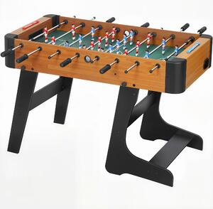 Calcio Balilla Pieghevole 118x107,5x78 cm con Impugnature Antiscivolo 2 Palline e Segnapunti in MDF Marrone