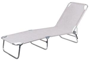 Lettino Mare Richiudibile 190x58x27 cm Struttura in Alluminio e Copertura in PVC e Poliestere Ecrù Viareggio