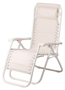 Sedia Gran RelaxImbottita Reclinabile E Richiudibile 65x90x110 cm in Acciaio PVC e Poliestere Avorio Rio Plus