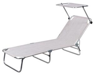 Lettino Mare con Parasole Richiudibile 190x58x27 cm in Alluminio PVC e Poliestere Ecrù Vieste
