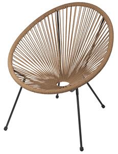 Sedia Lounge da Giardino Effetto Corda 70x69x81 cm Struttura In Ferro Marrone Cartagena