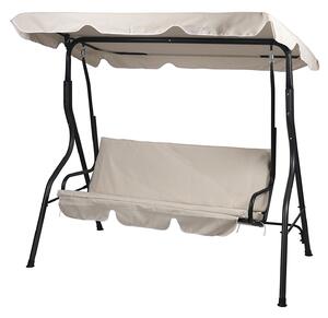 Dondolo da Giardino 3 Posti 170x110x160 cm con Tetto Parasole in Acciaio e Poliestere Avorio