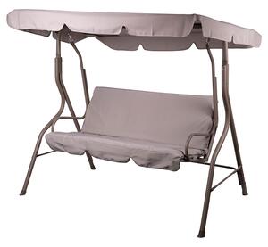Dondolo da Giardino 3 Posti 170x110x160 cm con Tetto Parasole in Acciaio e Poliestere Tortora