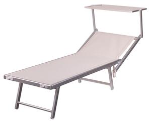 Lettino Mare con Parasole Richiudibile 181x71,5x38,5 cm in Alluminio PVC e Poliestere Avorio Riccione